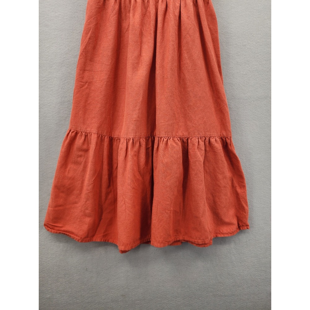 Jessica Simpson Terracotta Linen Blend Tiered Midi Dress Cutout Back Bow Medium - Picture 4 of 11